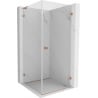 Mexen Lunar-B L Duschkabine, schwenkbar, rechts 90 x 90 cm, transparent, gebürstetes Kupfer - 832L-090-090-65-00-P