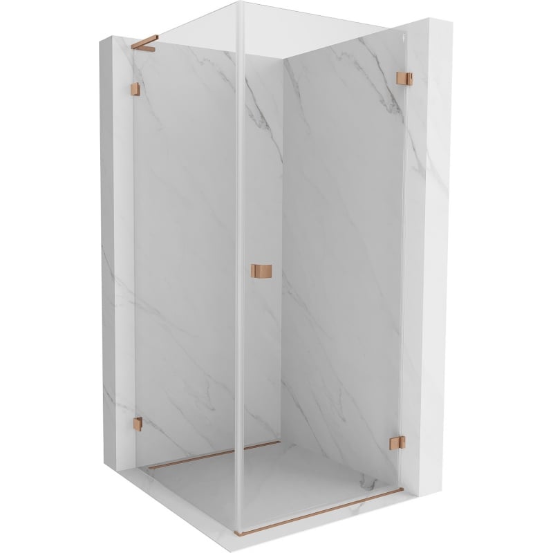Mexen Lunar-B L Duschkabine zum Öffnen rechts 100 x 100 cm, transparent, gebürstetes Kupfer - 832L-100-100-65-00-P