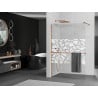 Mexen Kioto+ Duschwand mit Regal Walk-in 100 x 200 cm, weißes Muster, Roségold - 800-100-121-60-85