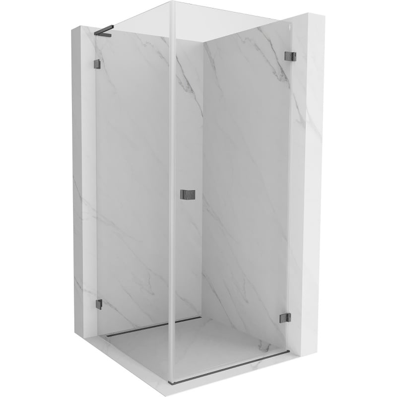 Mexen Lunar-B L Duschkabine, rechte Türöffnung 80 x 80 cm, transparent, gebürstetes Gun Grey - 832L-080-080-66-00-P