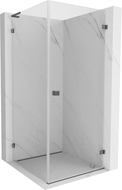 Mexen Lunar-B L Duschkabine, rechte Türöffnung 80 x 80 cm, transparent, gebürstetes Gun Grey - 832L-080-080-66-00-P