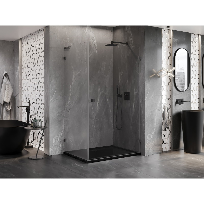 Mexen Lunar-B L Duschkabine rechts, 85 x 80 cm, transparent, gebürstet in Gun Gray - 832L-085-080-66-00-P