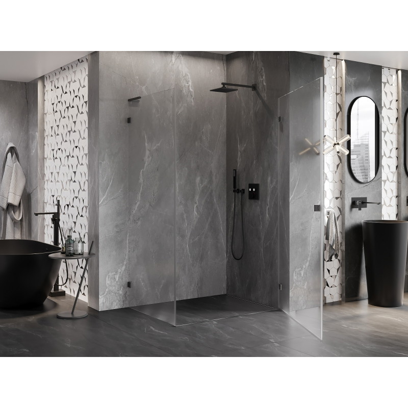 Mexen Lunar-B L Duschkabine rechts, 85 x 80 cm, transparent, gebürstet in Gun Gray - 832L-085-080-66-00-P