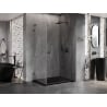 Mexen Lunar-B L Duschkabine, rechts öffnend, 90 x 80 cm, transparent, gebürstetes Gun Grey - 832L-090-080-66-00-P