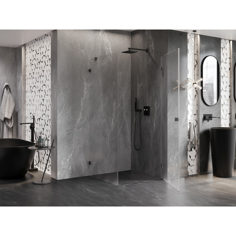 Mexen Lunar-B L Duschkabine aufschwingbar rechts 90 x 90 cm, transparent, gebürstet gun gray - 832L-090-090-66-00-P