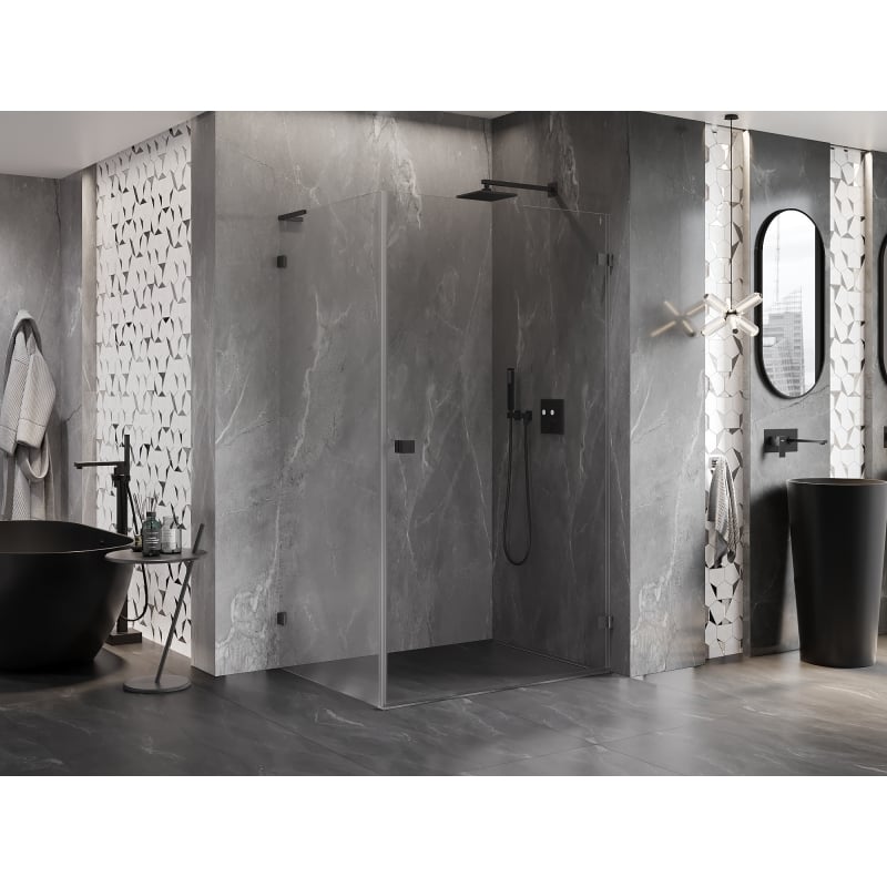 Mexen Lunar-B L Duschkabine schwenkbar rechts 95 x 90 cm, transparent, gebürstetes Gun Gray - 832L-095-090-66-00-P