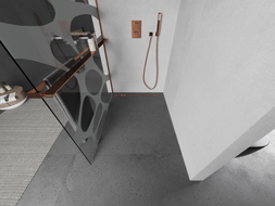 Mexen Kioto+ Duschwand mit Ablage Walk-in 120 x 200 cm, weiße Welle, Roségold - 800-120-121-60-97