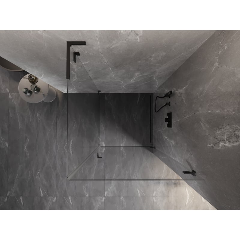 Mexen Lunar-B L Duschkabine, nach außen öffnend, rechtsseitig 90 x 90 cm, transparent, schwarz - 832L-090-090-70-00-P