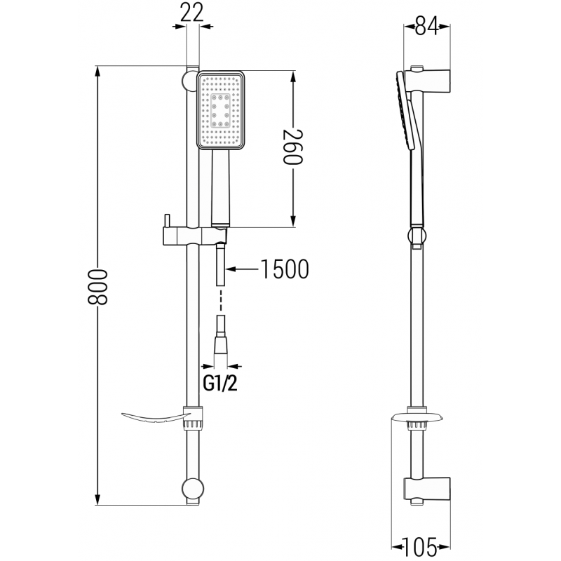 Mexen Alfa DF54 Duschset, weiß/chrom - 745714DF54-02