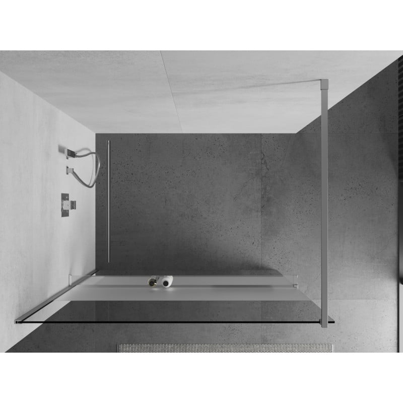 Mexen Kioto+ Duschwand mit Ablage Walk-in 140 x 200 cm, transparent/Matt, Chrom - 800-140-121-01-35