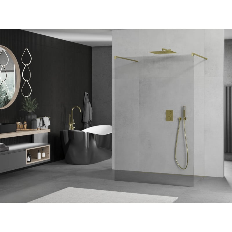 Mexen Kioto freistehende Duschwand 110 x 200 cm, transparent 8 mm, gold - 800-110-002-50-00