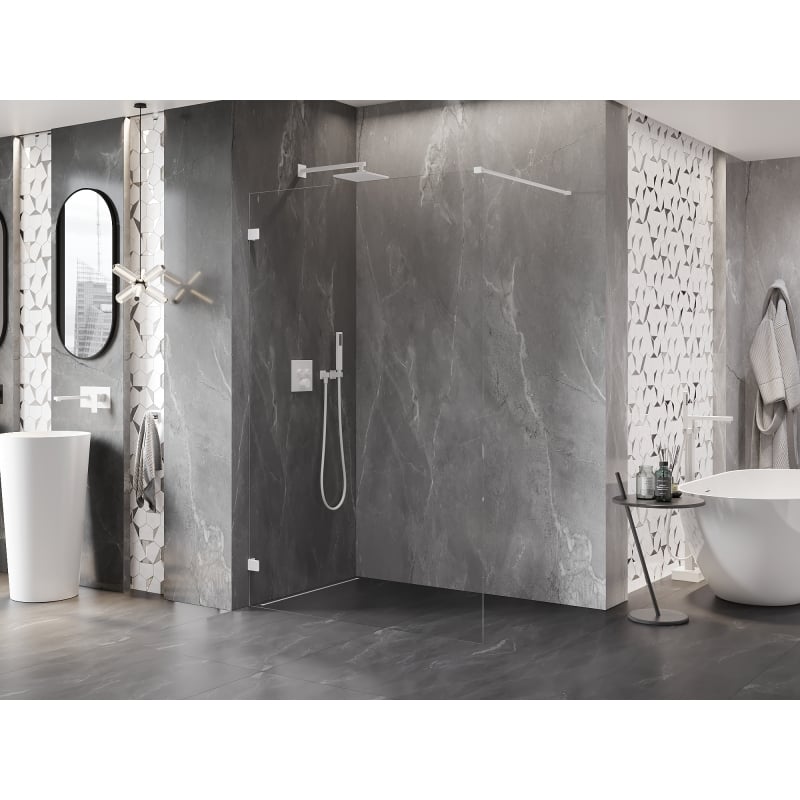 Mexen Lunar Duschwand Walk-in links 60 x 200 cm, transparent 8 mm, weiß - 830-060-000-20-00-L