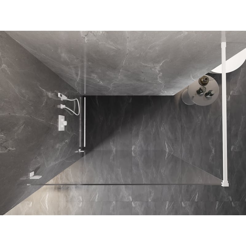 Mexen Lunar Duschwand Walk-in links 60 x 200 cm, transparent 8 mm, weiß - 830-060-000-20-00-L