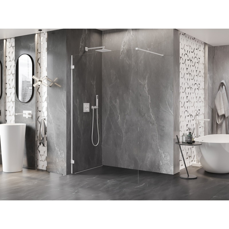 Mexen Lunar Duschwand Walk-in links 150 x 200 cm, transparent 8 mm, weiß - 830-150-000-20-00-L