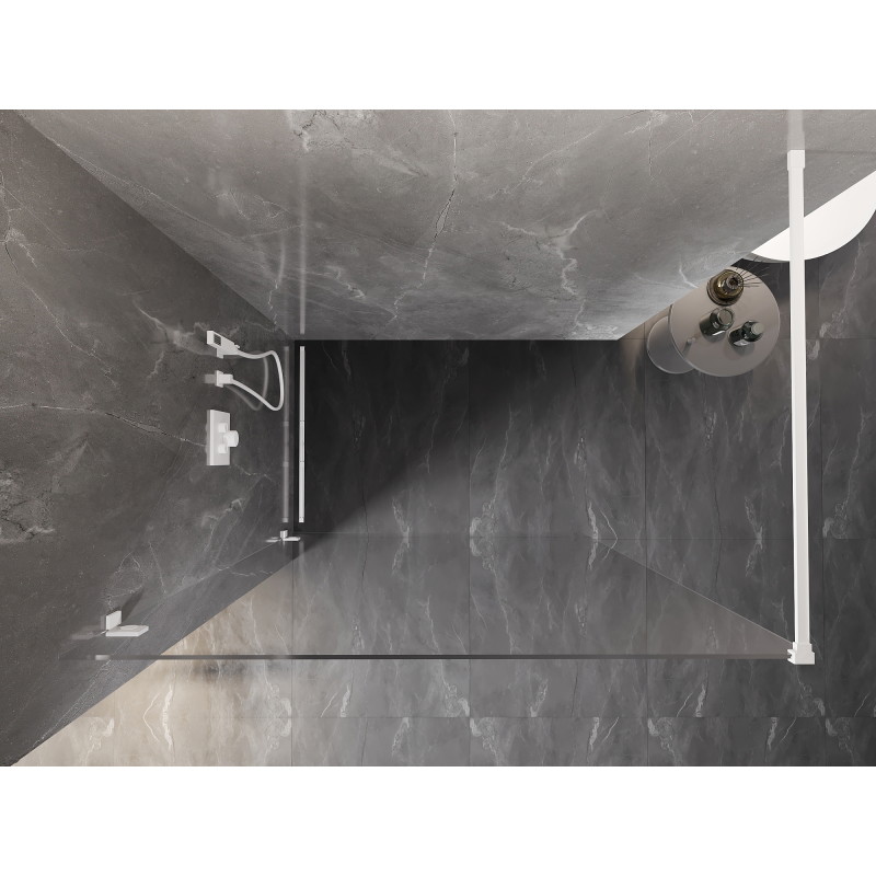 Mexen Lunar Duschwand Walk-in links 160 x 200 cm, transparent 8 mm, weiß - 830-160-000-20-00-L