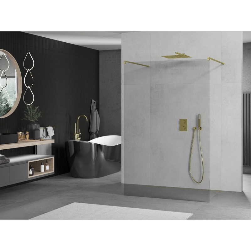 Mexen Kioto freistehende Duschwand 150 x 200 cm, transparent 8 mm, golden - 800-150-002-50-00