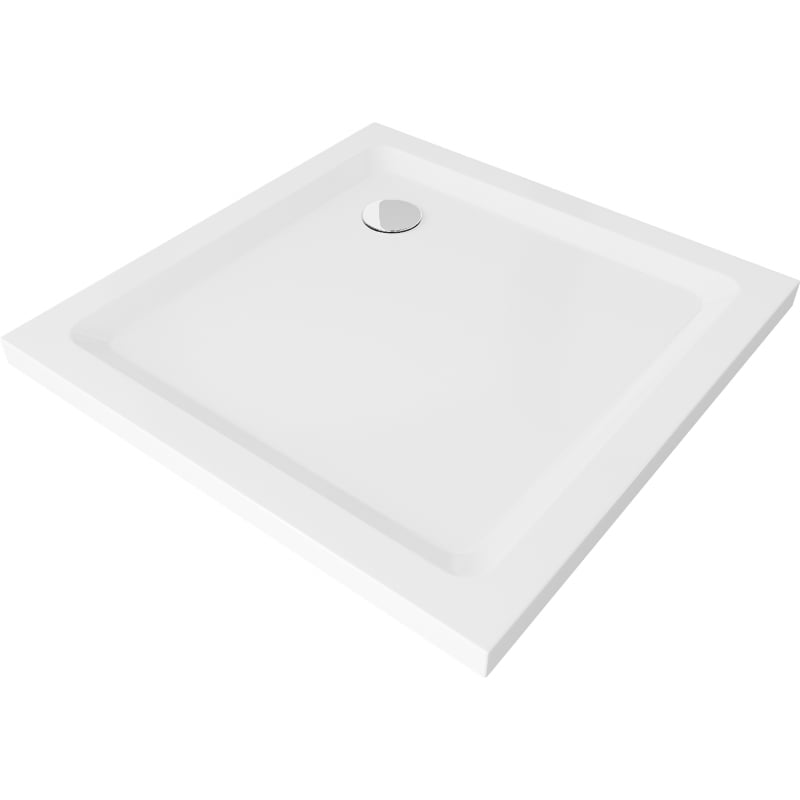Mexen Flat Quadratische Duschwanne Slim 70 x 70 cm, weiß, Siphon Chrom - 40107070