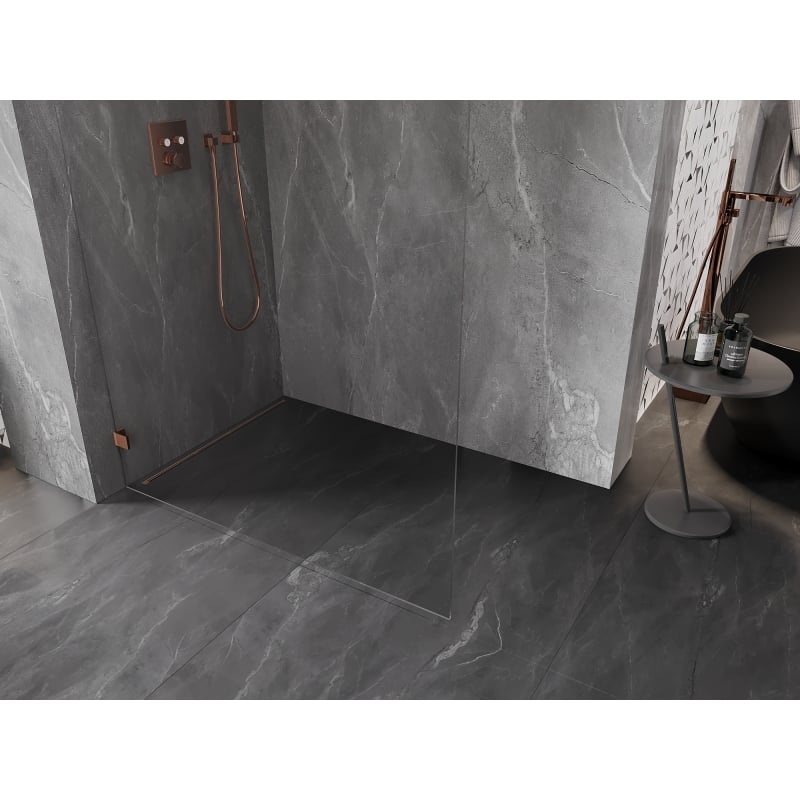 Mexen Lunar Duschwand Walk-in links 80 x 200 cm, transparent 8 mm, roségold - 830-080-000-60-00-L