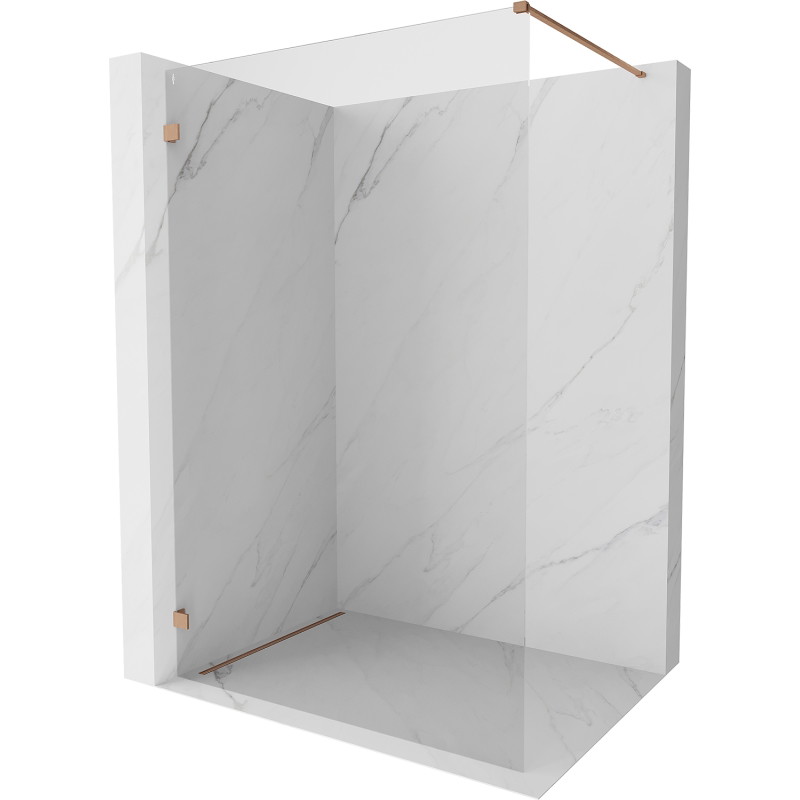 Mexen Lunar Duschwand Walk-in links 130 x 200 cm, transparent 8 mm, gebürstetes Kupfer - 830-130-000-65-00-L