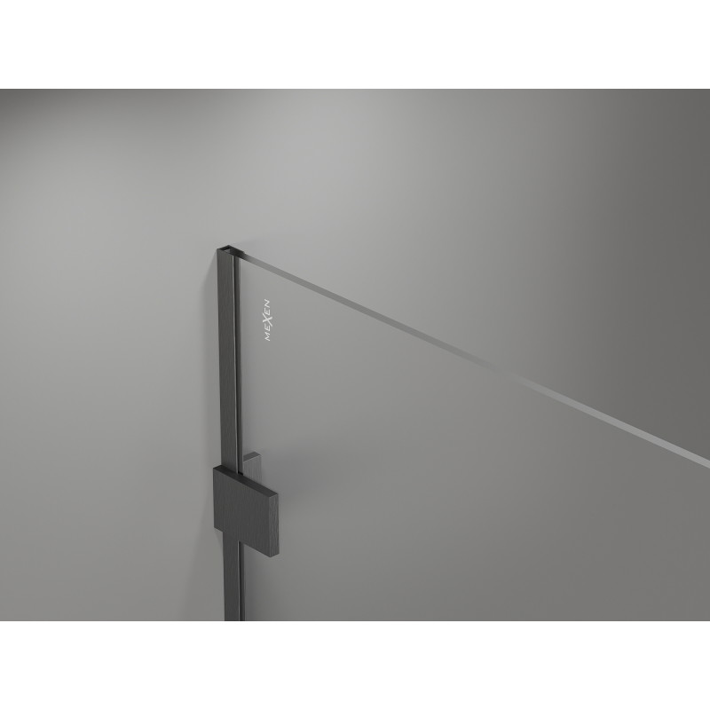 Mexen Lunar Duschwand Walk-in links 100 x 200 cm, transparent 8 mm, gebürstet Gun Gray - 830-100-000-66-00-L
