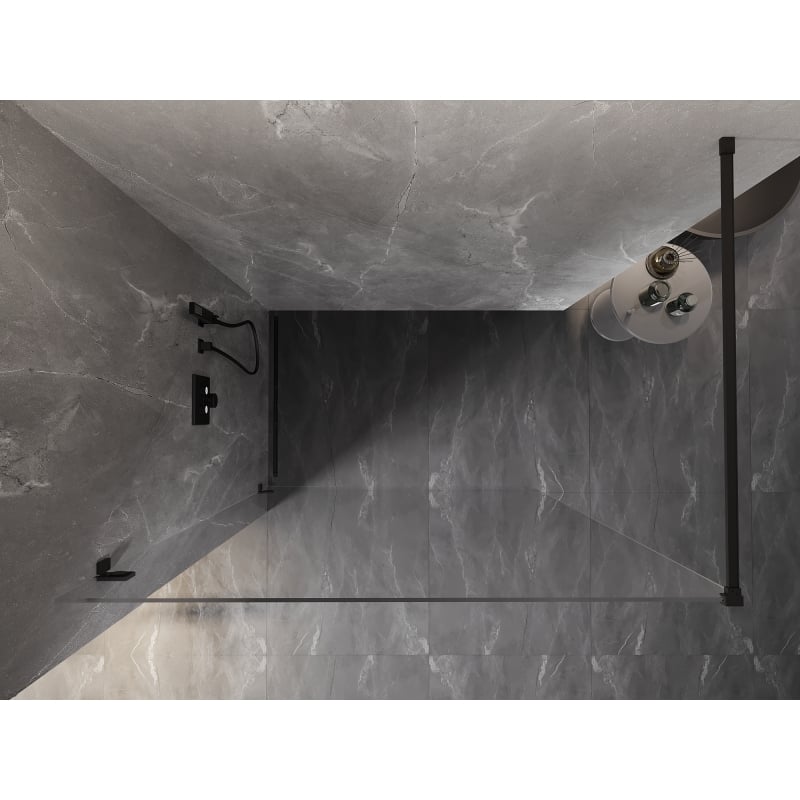 Mexen Lunar Duschwand Walk-in links 60 x 200 cm, transparent 8 mm, schwarz - 830-060-000-70-00-L