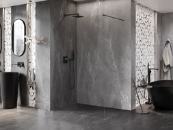 Mexen Lunar Duschwand Walk-in links 90 x 200 cm, transparent 8 mm, Gunmetal - 830-090-000-95-00-L