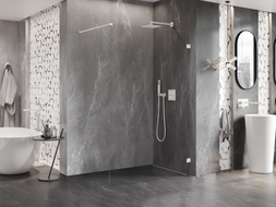 Mexen Lunar Duschwand Walk-in rechts 120 x 200 cm, transparent 8 mm, weiß - 830-120-000-20-00-P