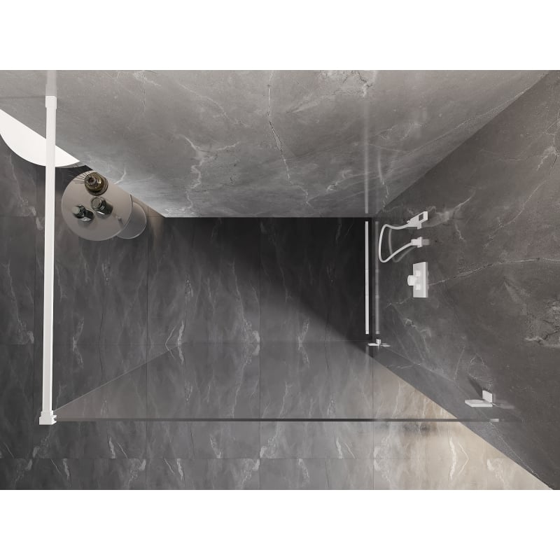 Mexen Lunar Duschwand Walk-in rechts 130 x 200 cm, transparent 8 mm, weiß - 830-130-000-20-00-P