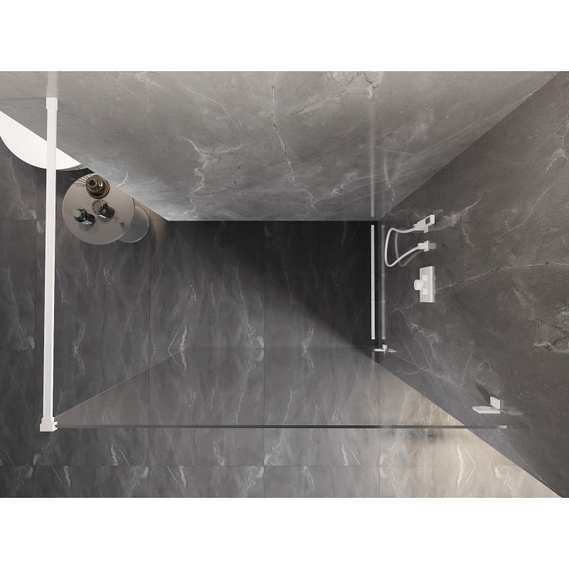 Mexen Lunar Duschwand Walk-in rechts 150 x 200 cm, transparent 8 mm, weiß - 830-150-000-20-00-P