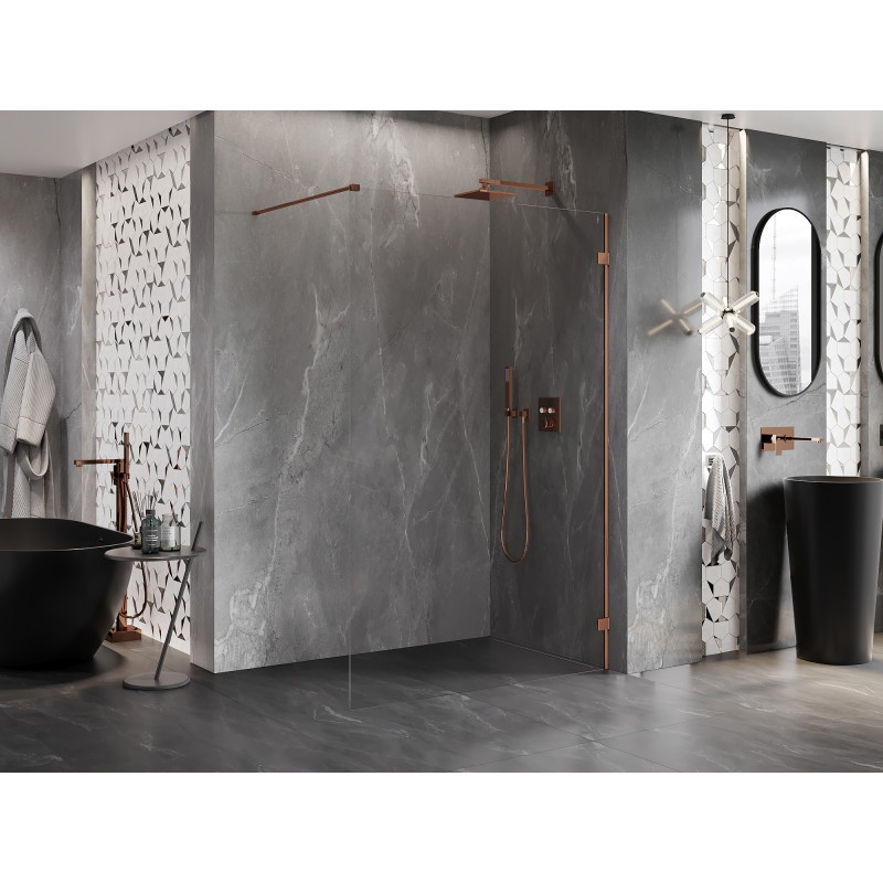 Mexen Lunar Duschwand Walk-in rechts 60 x 200 cm, transparent 8 mm, Roségold - 830-060-000-60-00-P