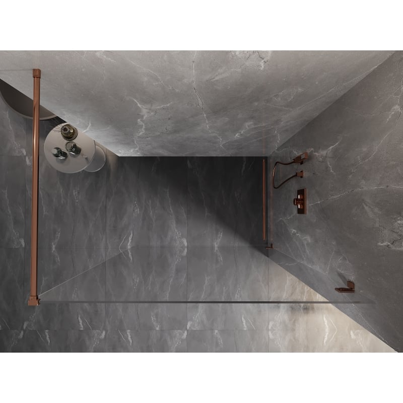 Mexen Lunar Duschwand Walk-in rechts 110 x 200 cm, transparent 8 mm, Roségold - 830-110-000-60-00-P