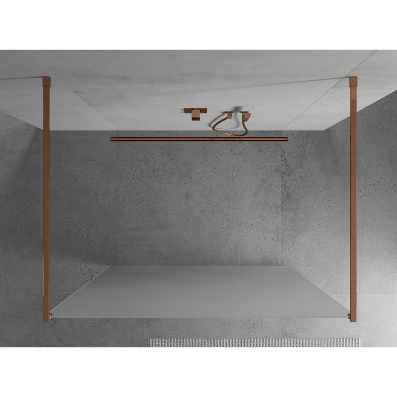 Mexen Kioto freistehende Duschwand 110 x 200 cm, Frostglas 8 mm, Roségold - 800-110-002-60-30