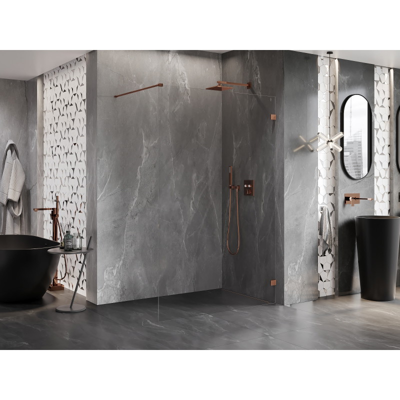 Mexen Lunar Duschwand Walk-in rechts 120 x 200 cm, transparent 8 mm, Roségold - 830-120-000-60-00-P