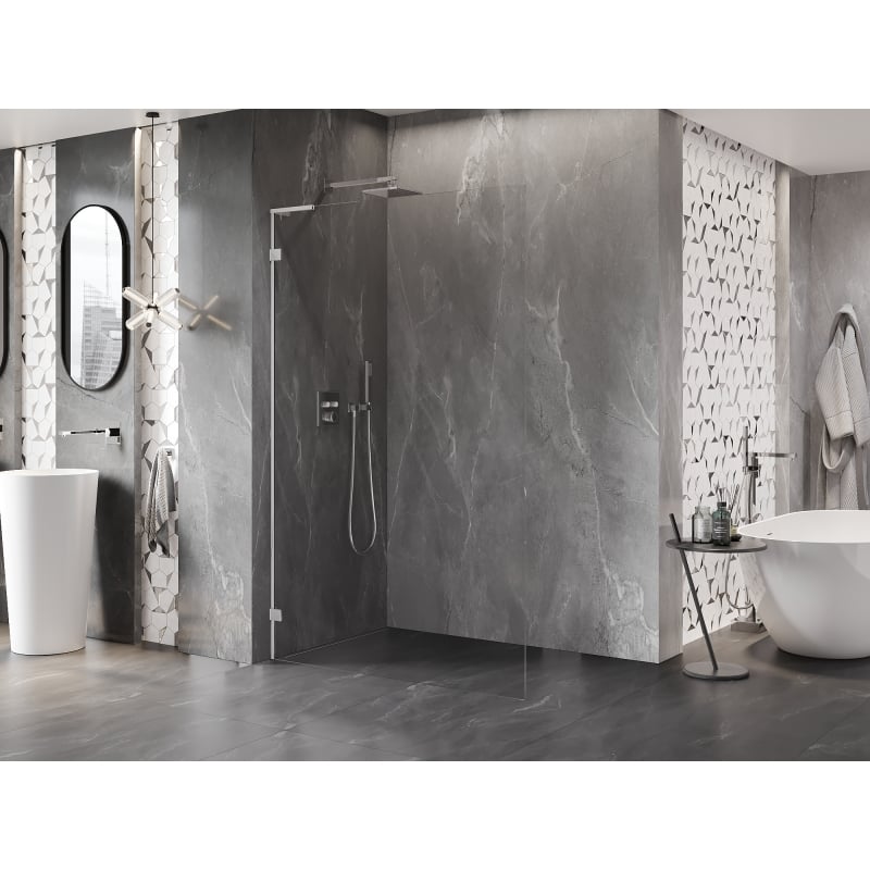 Mexen Lunar L Duschwand Walk-in links 100 x 200 cm, transparent 8 mm, Chrom - 830L-100-000-01-00-L