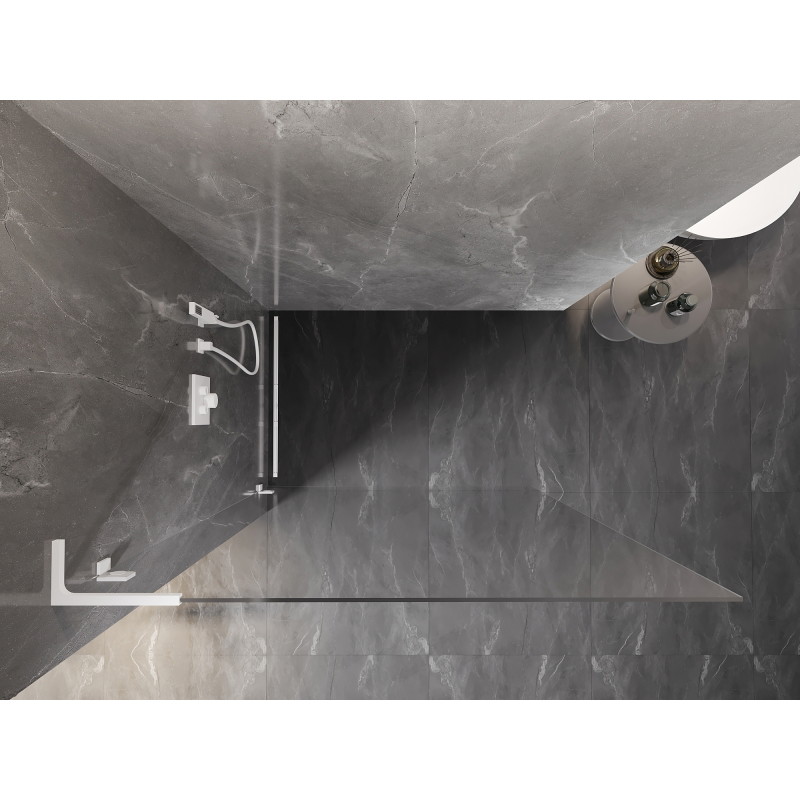 Mexen Lunar L Duschwand Walk-in links 50 x 200 cm, transparent 8 mm, weiß - 830L-050-000-20-00-L