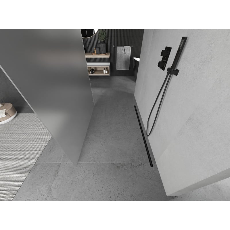Mexen Kioto freistehende Duschwand 110 x 200 cm, matt 8 mm, schwarz - 800-110-002-70-30