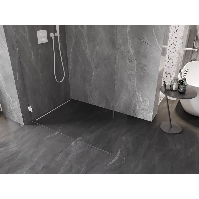 Mexen Lunar L Duschwand Walk-in links 60 x 200 cm, transparent 8 mm, weiß - 830L-060-000-20-00-L