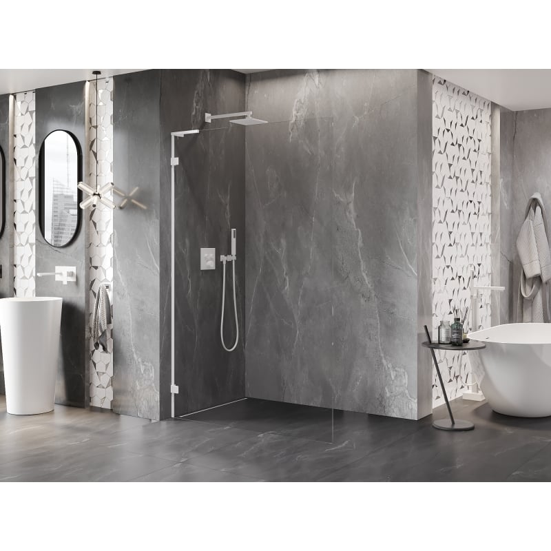 Mexen Lunar L Duschwand Walk-in links 70 x 200 cm, transparent 8 mm, weiß - 830L-070-000-20-00-L