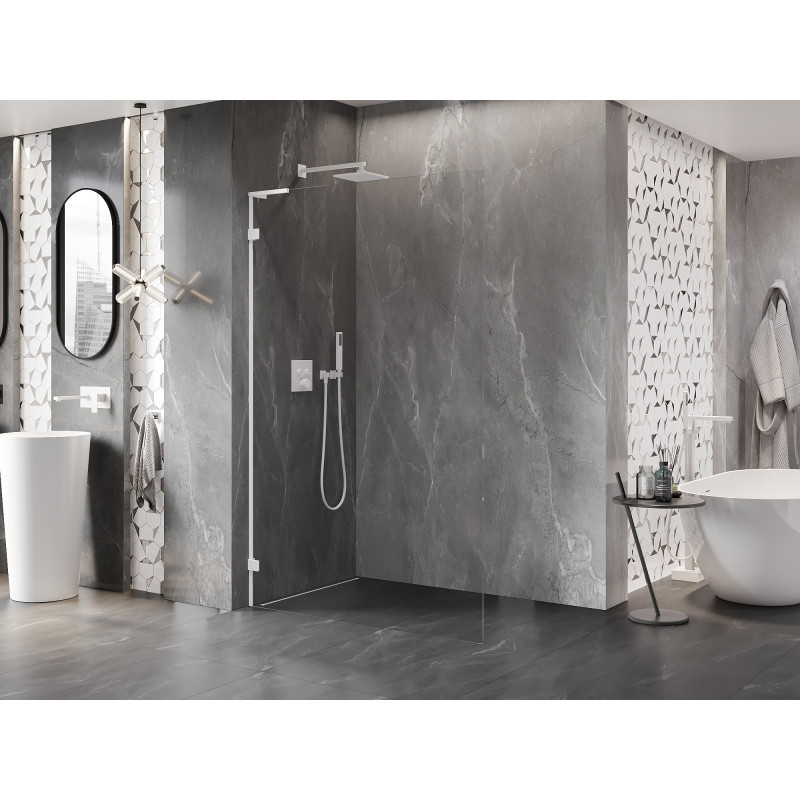 Mexen Lunar L Duschwand Walk-in links 110 x 200 cm, transparent 8 mm, weiß - 830L-110-000-20-00-L