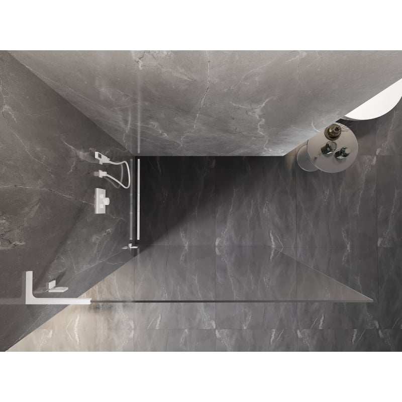 Mexen Lunar L Duschwand Walk-in links 110 x 200 cm, transparent 8 mm, weiß - 830L-110-000-20-00-L