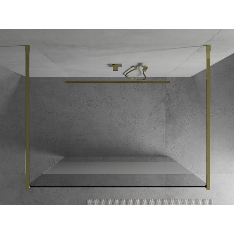 Mexen Kioto freistehende Duschwand 110 x 200 cm, transparent/frostig 8 mm, gold - 800-110-002-50-35