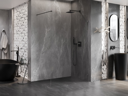 Mexen Lunar Duschwand Walk-in rechts 160 x 200 cm, transparent 8 mm, gebürstet in Gun Gray - 830-160-000-66-00-P