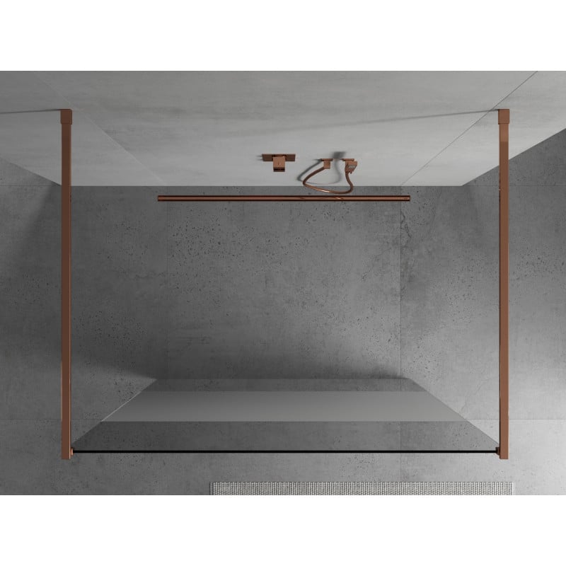 Mexen Kioto freistehende Duschwand 100 x 200 cm, transparent/frost 8 mm, Roségold - 800-100-002-60-35