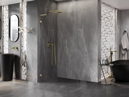 Mexen Lunar L Duschwand Walk-in links 90 x 200 cm, transparent 8 mm, gold - 830L-090-000-50-00-L