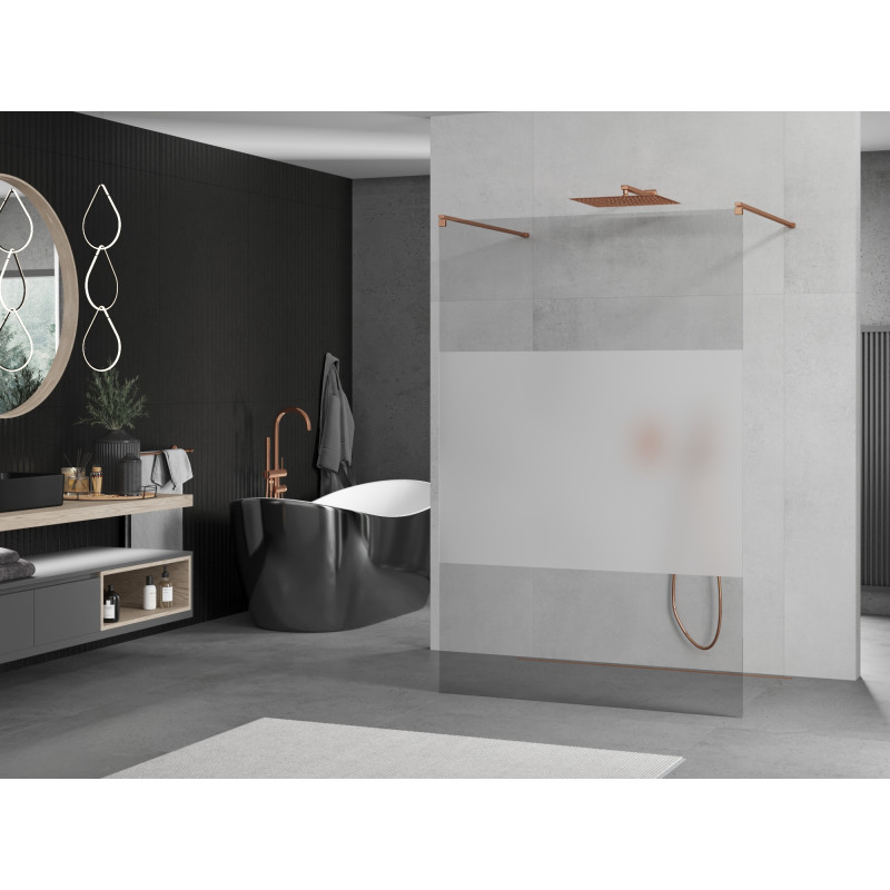 Mexen Kioto freistehende Duschwand 120 x 200 cm, transparent/Mattglas 8 mm, Roségold - 800-120-002-60-35