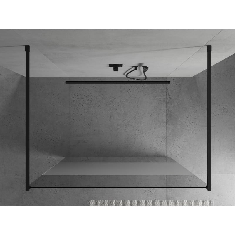 Mexen Kioto freistehende Duschwand 110 x 200 cm, transparent/matt 8 mm, schwarz - 800-110-002-70-35