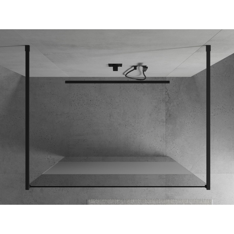 Mexen Kioto freistehende Duschwand 110 x 200 cm, transparent/mattiert 8 mm, schwarz - 800-110-002-70-35