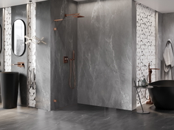Mexen Lunar L Duschwand Walk-in links 50 x 200 cm, transparent 8 mm, Roségold - 830L-050-000-60-00-L