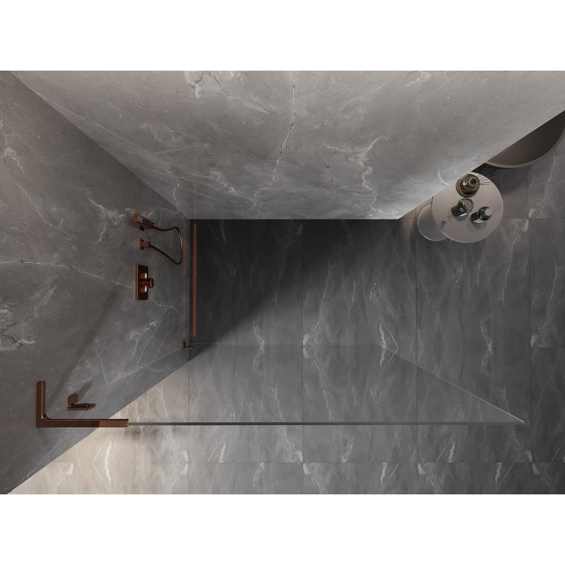 Mexen Lunar L Duschwand Walk-in links 70 x 200 cm, transparent 8 mm, Roségold - 830L-070-000-60-00-L