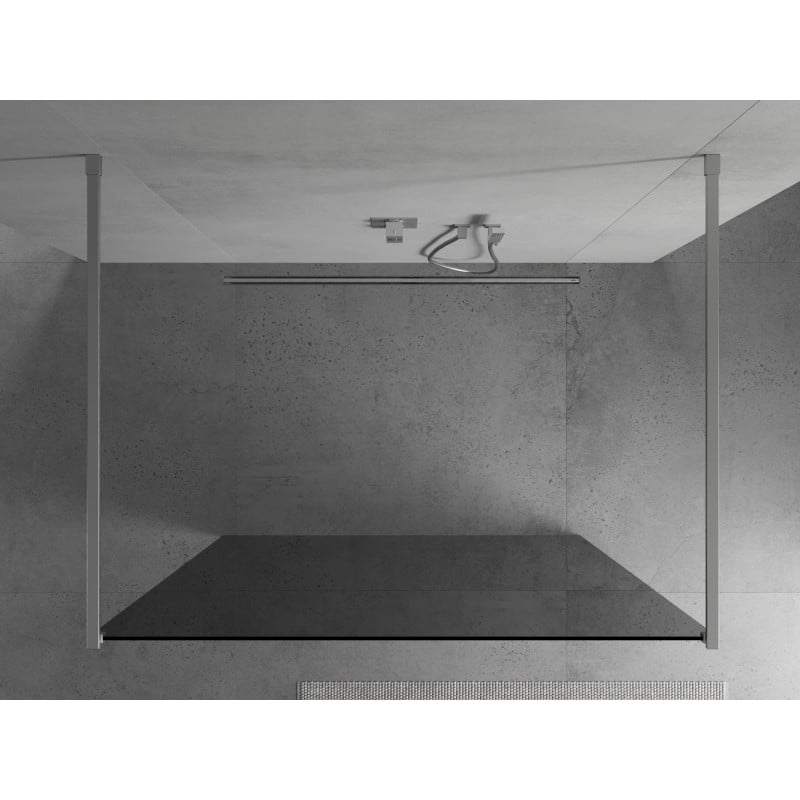 Mexen Kioto freistehende Duschwand 100 x 200 cm, Graphit 8 mm, Chrom - 800-100-002-01-40